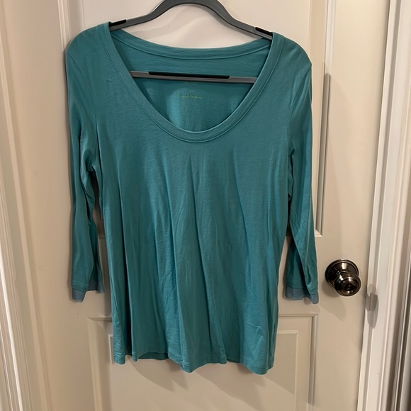 Scoop, neck, three-quarter length T-shirt - Picture 1 of 3